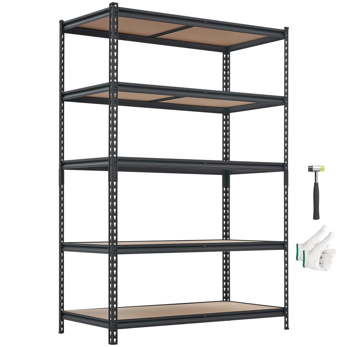 VEVOR - Storage Shelves, 5-Tier Adjustable, 3000 lbs Capacity, Heavy Duty Garage Storage Shelving Unit, Metal Utility Rack Shelf - Black
