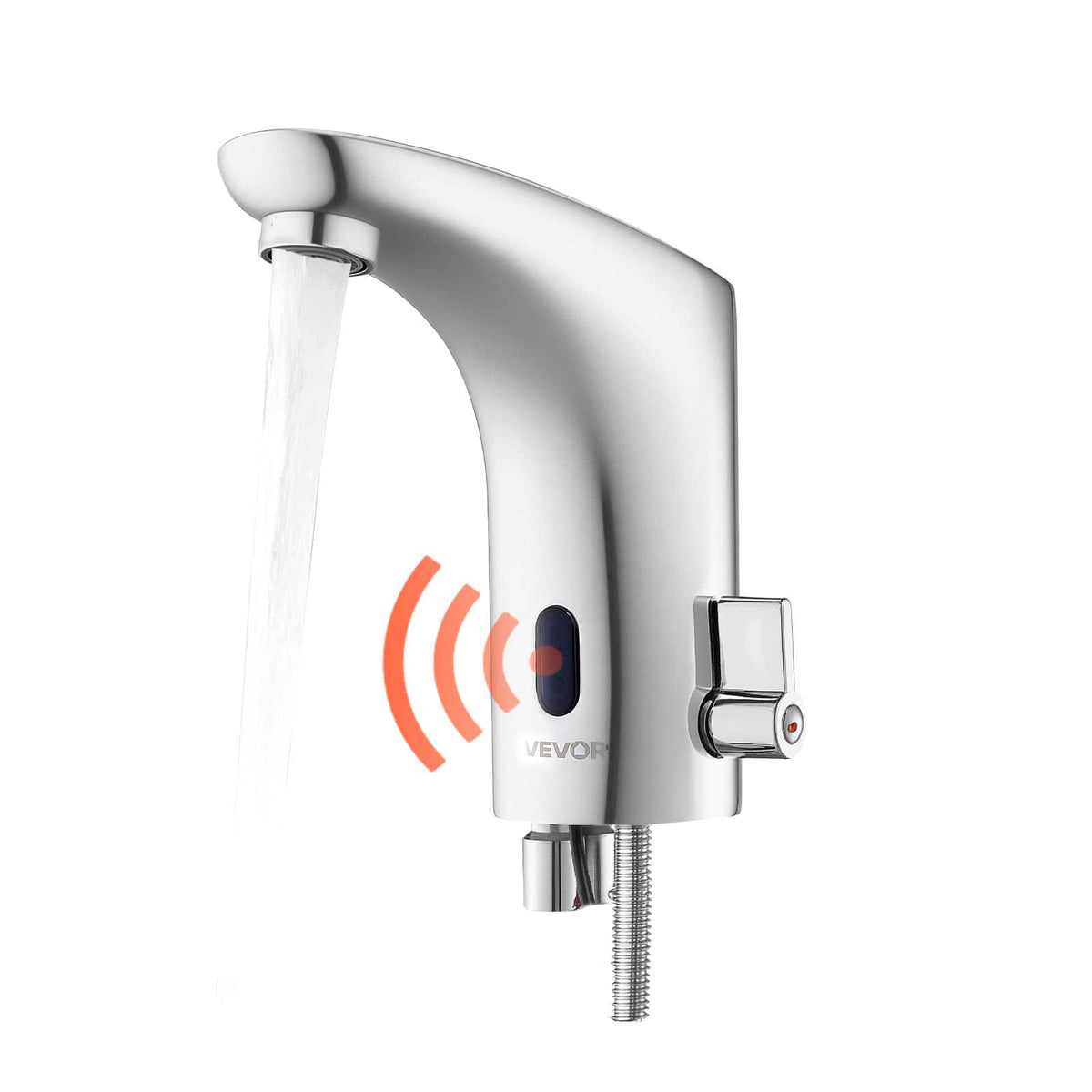 VEVOR - Touchless Bathroom Sink Faucet, Automatic Motion Sensor Restroom Toilet Faucet, HandsFree Adjustable Cold Hot Single - Silver