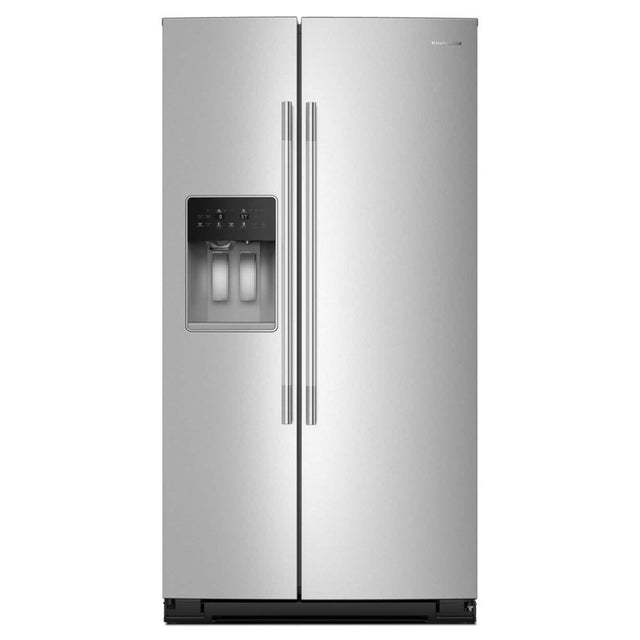 Front. KitchenAid - 36 in. Wide 28.7 cu. ft. Side-by-Side Refrigerator with Panoramic LED Lighting - Fingerprint Resistant Stainless Steel.