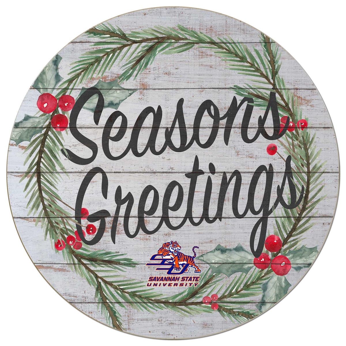 Jardine - Savannah State Tigers 20'' x 20'' Season's Greetings Circle - White