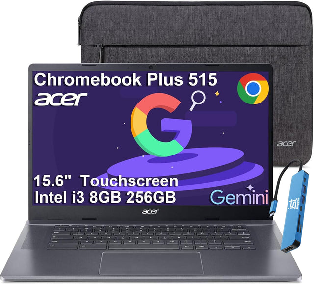 Chromebook Plus 515  
Acer  
15.6" Touchscreen  
Intel i3  
8GB  
256GB  
Gemini