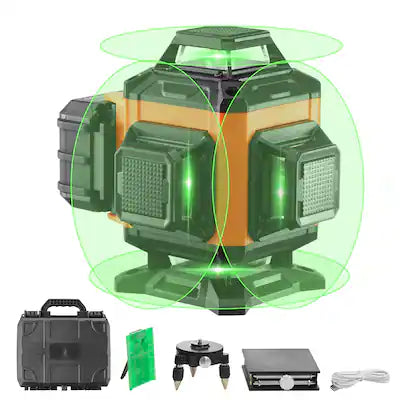 VEVOR - Laser Level, 100ft, Self Leveling Manual Green 4 x 360° Cross 16 Line Laser, IP54 Waterproof Manual Self-leveling Mode