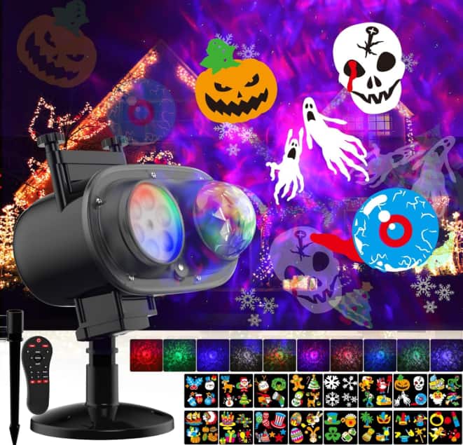 Anysun - Halloween Projector Lights - 26 HD Effects with 3D Ocean Waves, Remote Timer, Waterproof for Outdoor Holiday Decorations