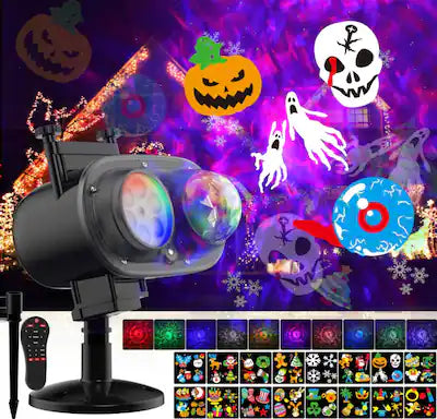 Anysun - Halloween Projector Lights - 26 HD Effects with 3D Ocean Waves, Remote Timer, Waterproof for Outdoor Holiday Decorations