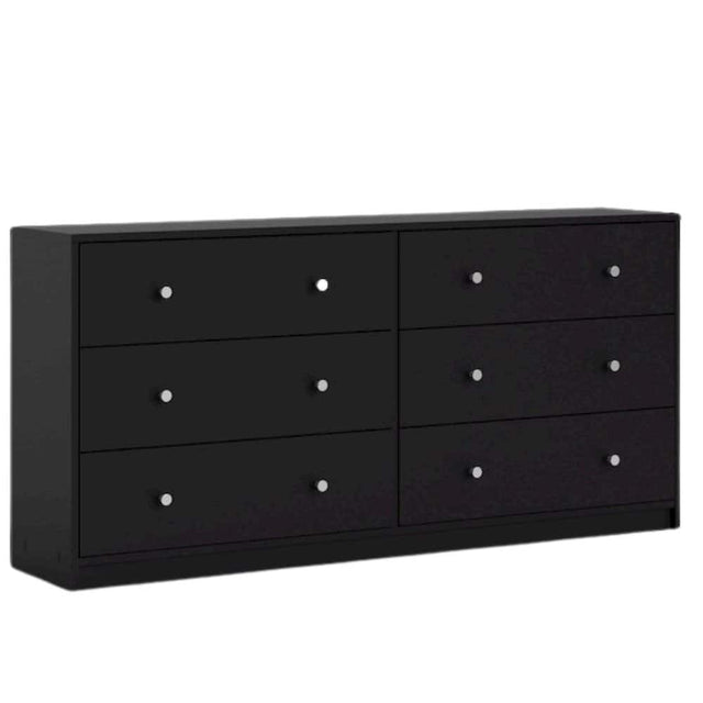 Front. FurniFact - Black Dresser for Bedroom – Modern 6 Drawer Dresser with Spacious Storage – Sleek Black Dresser and Bedroom Dresser - Black.