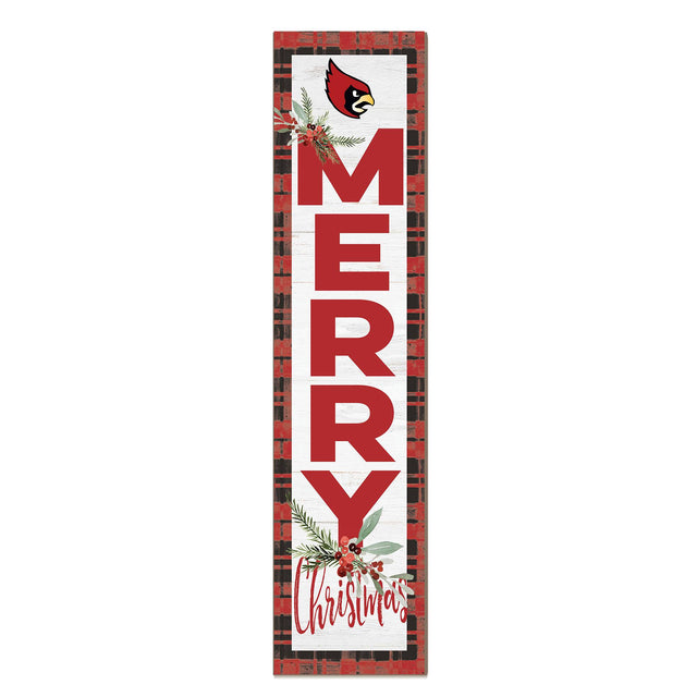 Front. Jardine - Catholic University Cardinals 12'' x 48'' Outdoor Merry Christmas Leaner - White.