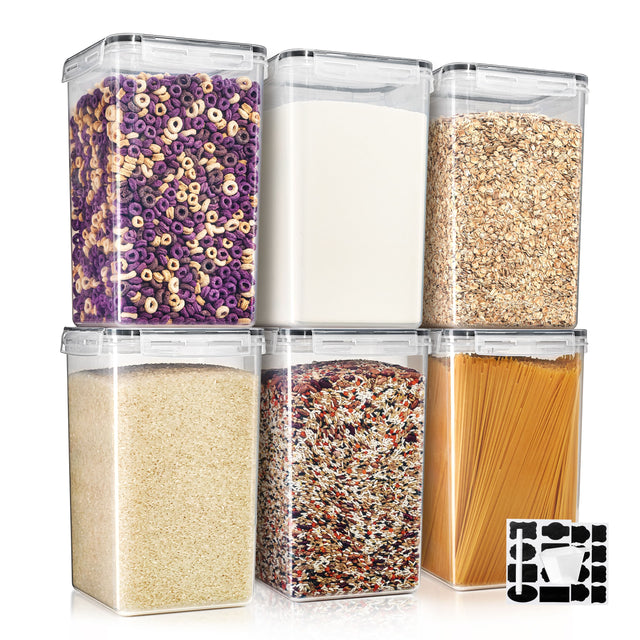 Front. Sorbus - Sorbus 6 Pack (6.5L/219.79 Oz) Airtight Food Storage Containers with Locking Lids, Measuring Cups & Labels - Clear.