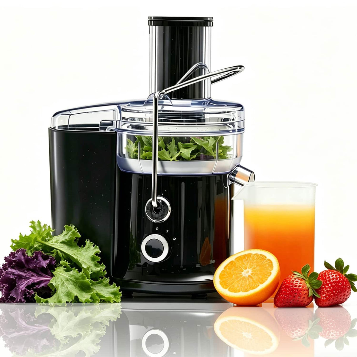 Sweet - Centrifugal Juicer Machines, with 2.6″ Wide Feed Chute, High Juice Yield, Easy Clean - Black