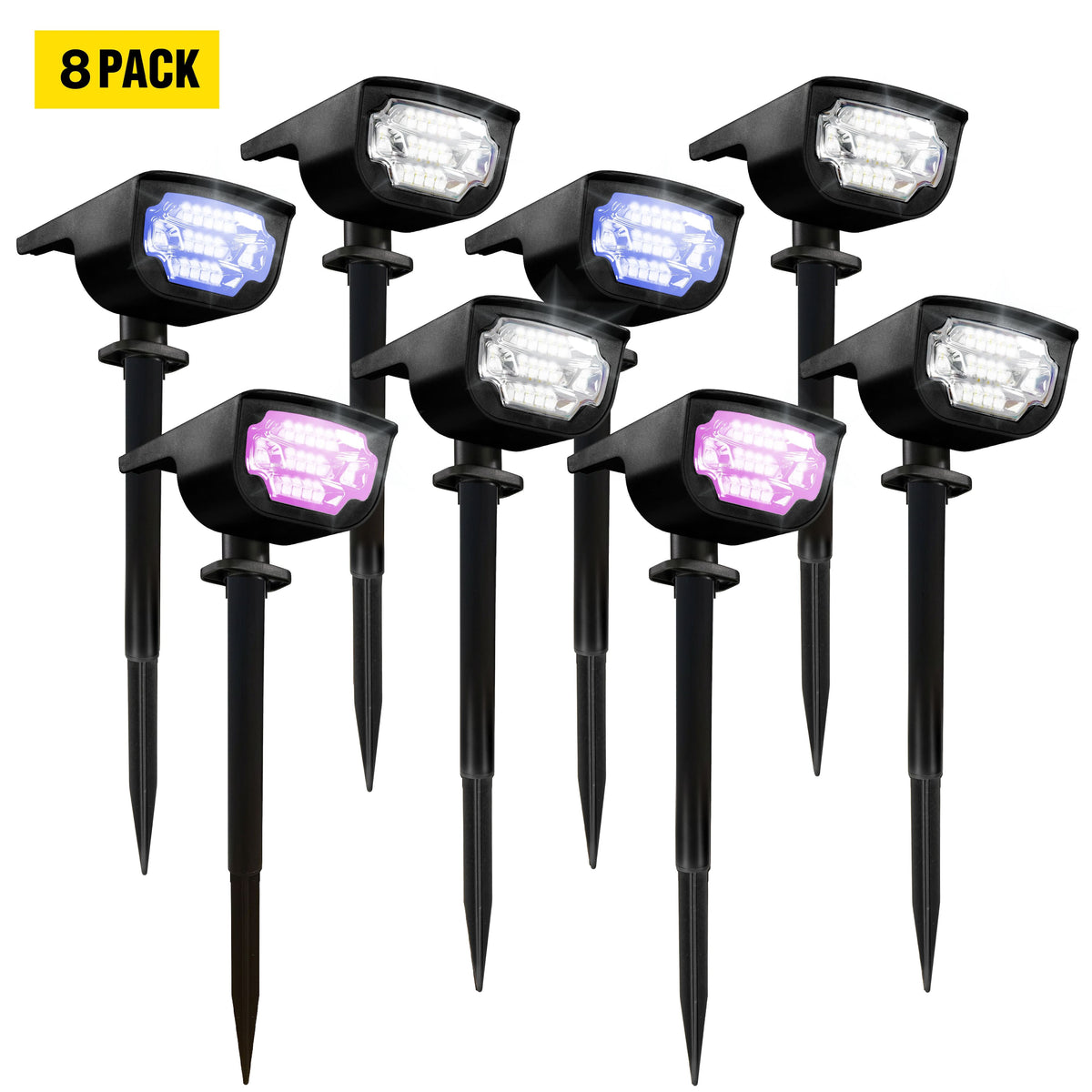 Bell + Howell - Bionic Color Burst Solar Powered Waterproof Pathway Lights- 8 Pack