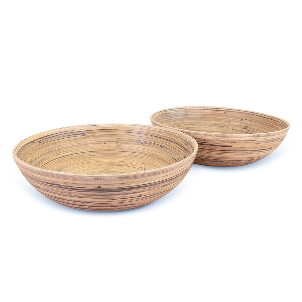 Lexa - Bamboo Salad Bowl Set, 12 Inch x 2, Black Bamboo - Black/Natural