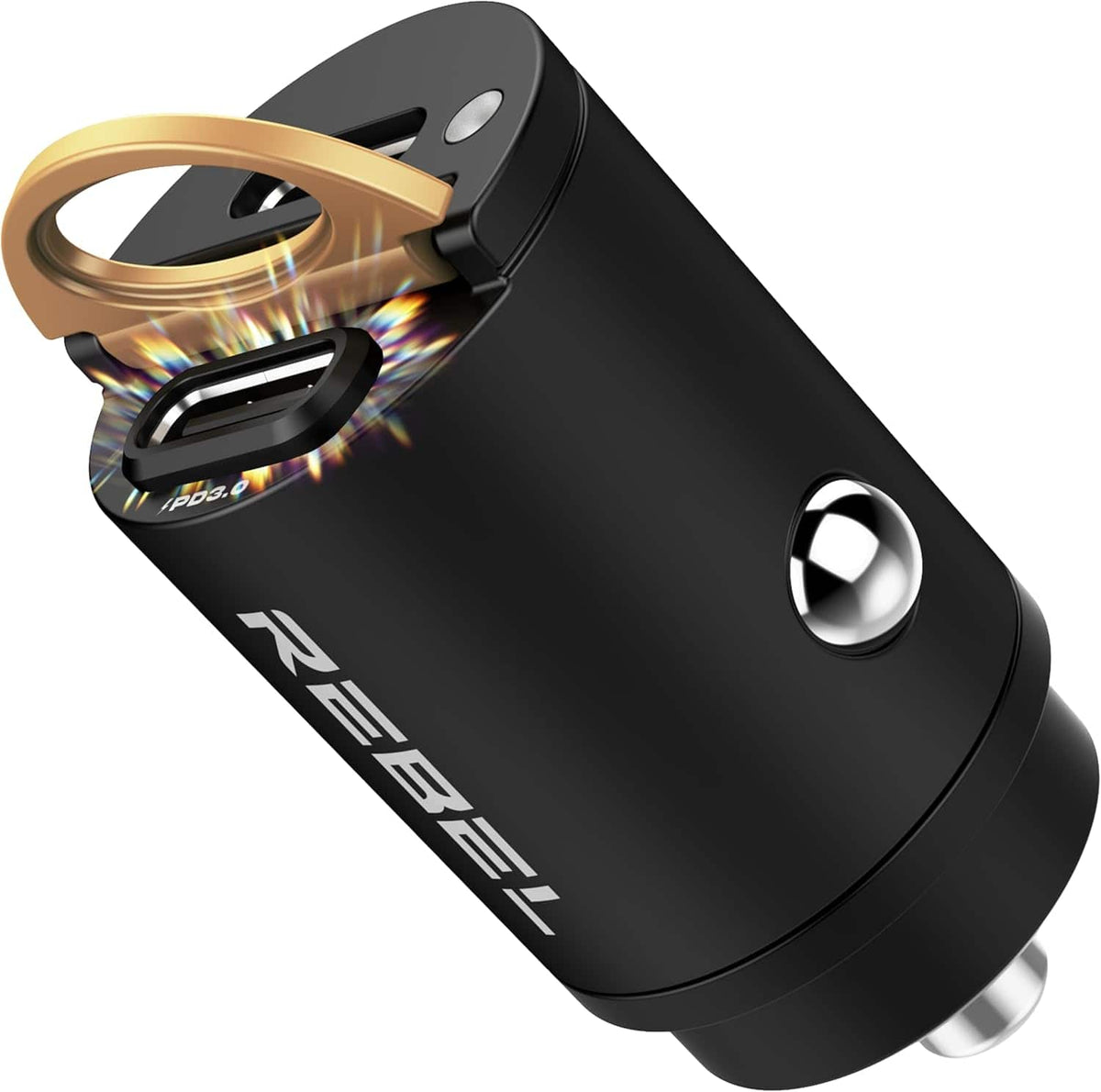 Rebel - Dual 65W USB C Fast Car Charger 12V/24V Small Frame PD65W / QC60W 4.0/3.0 Flush Fit Cigarette Lighter Adapter - Black