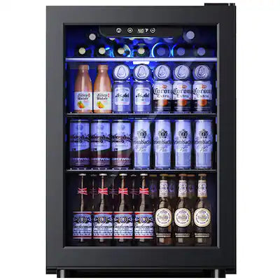 SIMZLIFE - 2.6 cu. ft Beverage Refrigerator Cooler with LED Light, Air Cooled Frost Free, 100-Can Beverage Fridge for Home/Offic