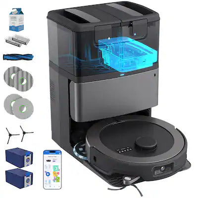 bObsweep - Maxim All-in-One Robot Vacuum & Mop, 22000 Pa Suction, Odor-Filter AutoWash/Dry/Empty Dock, w EdgeReach