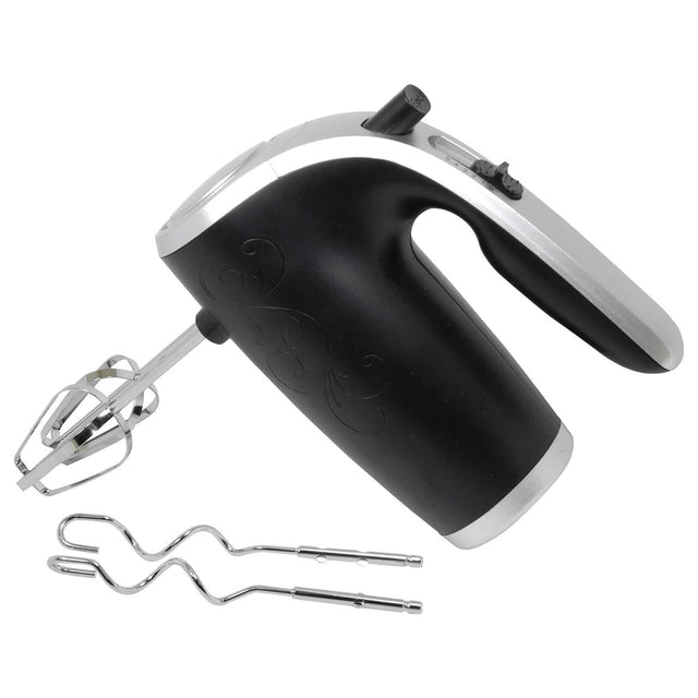 Front. Better Chef - 5-Speed 150W Hand Mixer with Silver Accents and Storage Clip - Black.