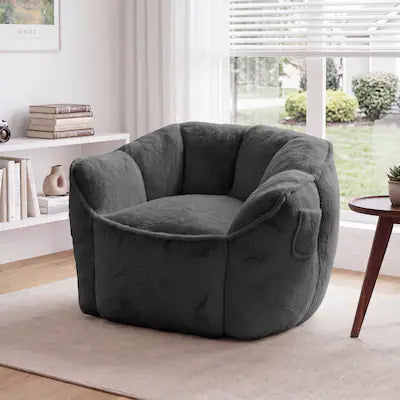 Vipbear - Bean Bag Chair for Adults and Kids, Single Sofa Couch with Back Support and Armrest for Living Room, Bedroom, Apartment
