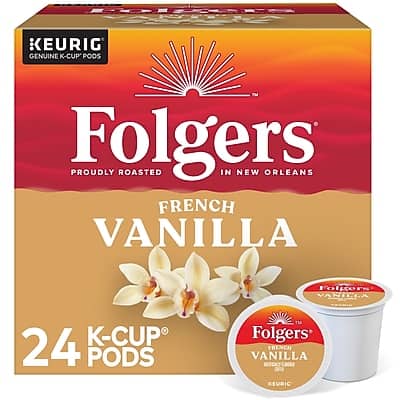Folgers - French Vanilla Coffee, Medium Roast, 0.31 oz. Keurig K-Cup Pods, 24/Box