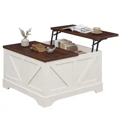 Gymax - Farmhouse Lift Top Coffee Table w/ Lifting Tabletop & Hidden Compartment