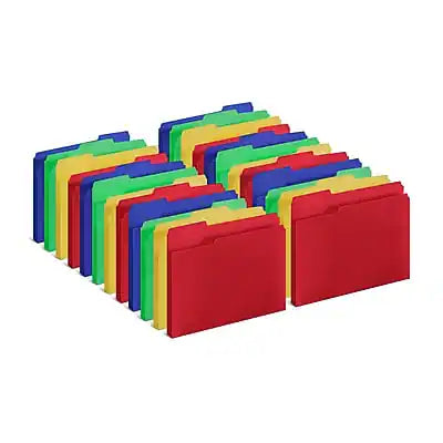 Staples - Heavyweight Reinforced File Folders, 1/3-Cut Tab, Letter Size, 24/Pack