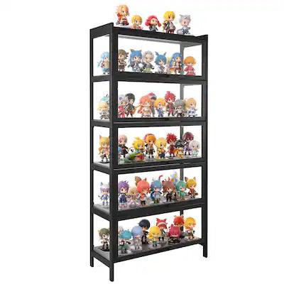 VEVOR - Display Cabinet with Acrylic Doors, 68 in Tall 5-Tier Curio Cabinet, Natural Wooden Fame, Collectibles Toy
