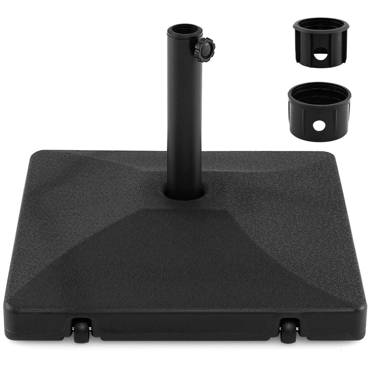 Costway - Fillable Umbrella Base 90 LBS Heavy Duty with 2 Wheels, Water/Sand Filled - Black