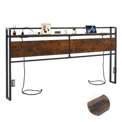 VEVOR - Headboard for King Size Bed, with Storage Shelf, 2 Outlets, 1 USB and 1 Type-C Port, Sturdy and Stable Carbon Steel