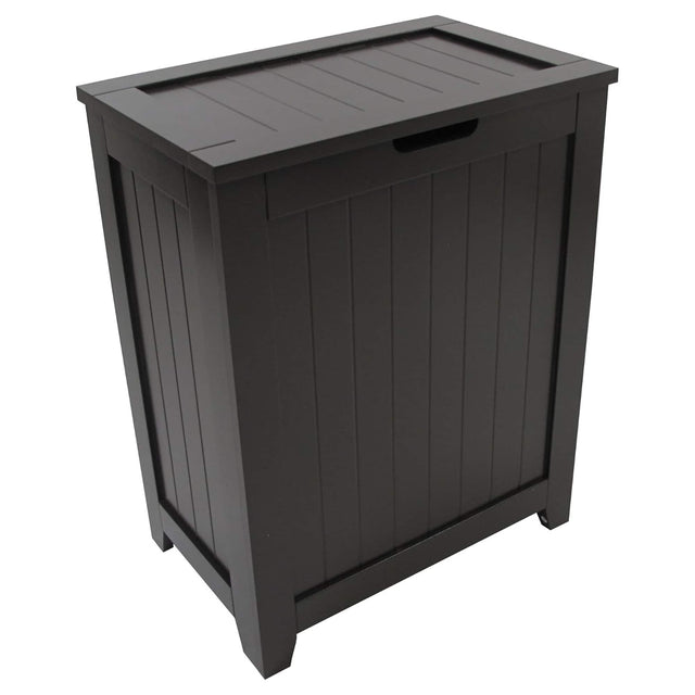 Front. Redmon - Redmon Contemporary Wooden Clothes Hamper for Bedroom and Laundry Room, Espresso - Black.
