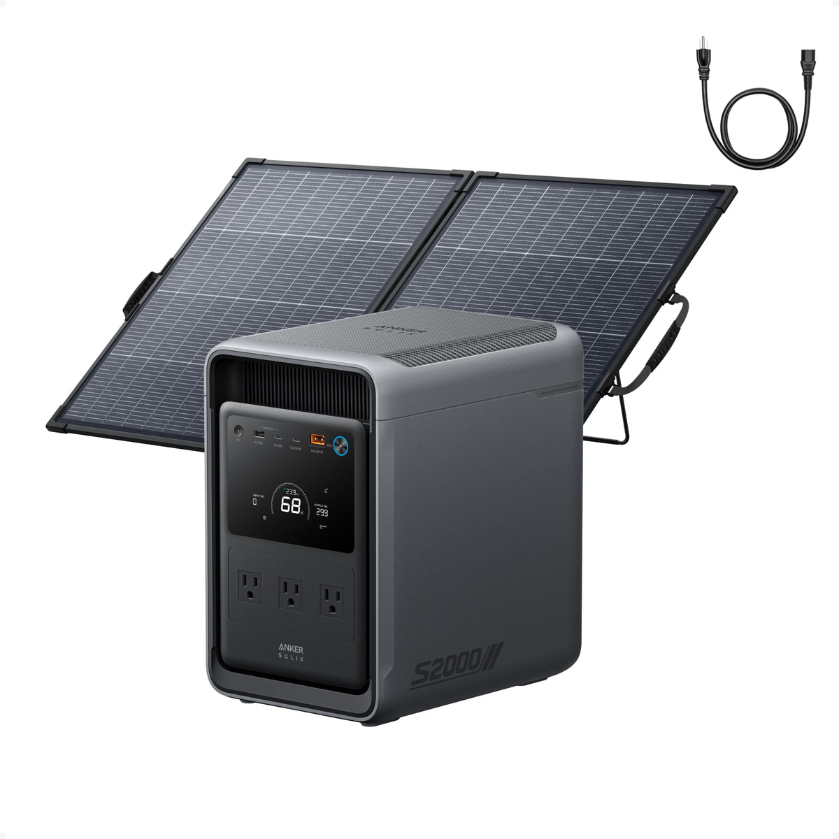 Anker - SOLIX S2000 Portable Power Station w/200W Bifacial Solar Panel,Peak 3000W Solar Generator for Emrgency&Home Backup (2010 Wh Capacity)