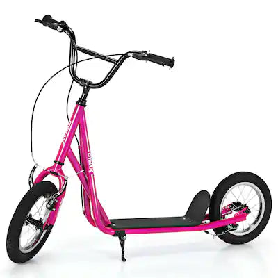 Costway - Kick Scooter Carbon Steel Frame W/12" Air Filled Wheel Youth Kids