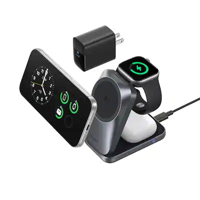 Anker - Prime 3-in-1 Charging Station, AirCool Wireless Charger, Qi2 25W Certified Palm-Sized Foldable MagSafe Charger