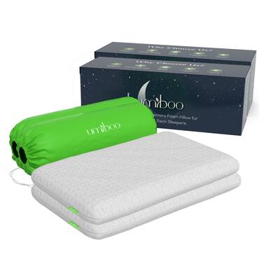 Umiboo - by Focus Thin 2.5-Inch Memory Foam Pillow, 2-Pack