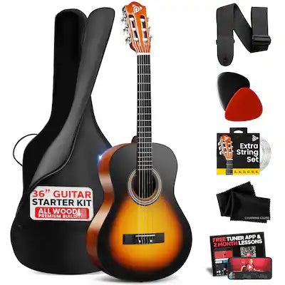 Pyle - Beginner Acoustic Guitar Kit, 3/4 Junior