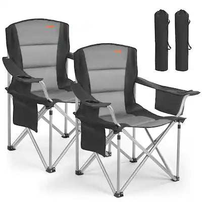 VEVOR - Oversized Camping Chairs, 450 lbs Heavy Duty Support, Portable Folding Camp Chairs with Padded Backrest & Armrests