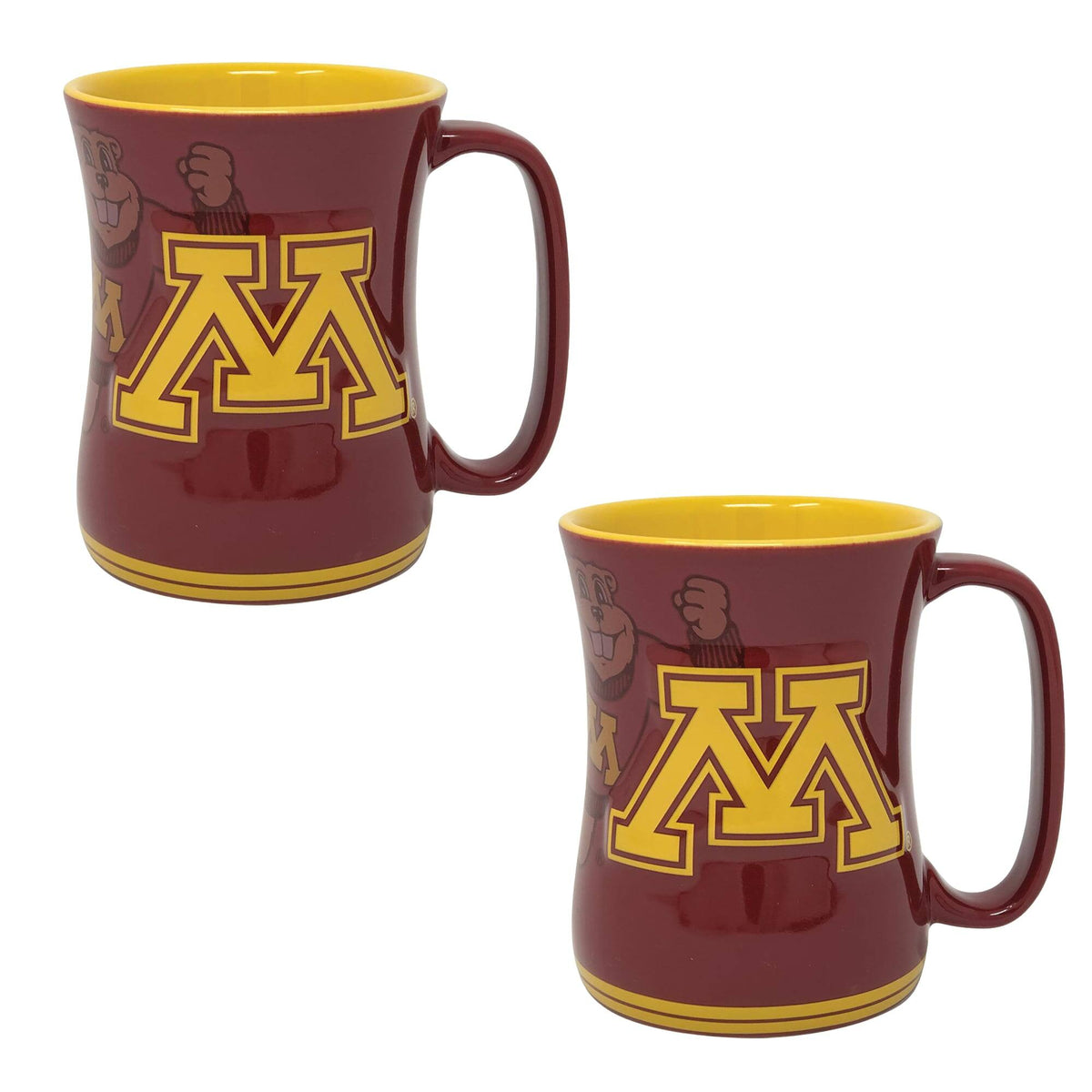 Indigo Falls - Minnesota Golden Gophers 16oz. Sculpted Barista Mug Two-Pack - White