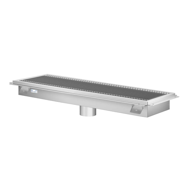 Front. Koolmore - 12" x 42" Stainless Steel Floor Trough Drain, 14-Gauge with Subway-Style Grating & Removable Drain Basket, NSF Listed - Stainless-Steel.
