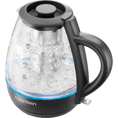 Chefman - Electric Kettle with Tea Infuser, 1L 1500W, Removable Lid for Easy Cleaning, Boil-Dry Protection