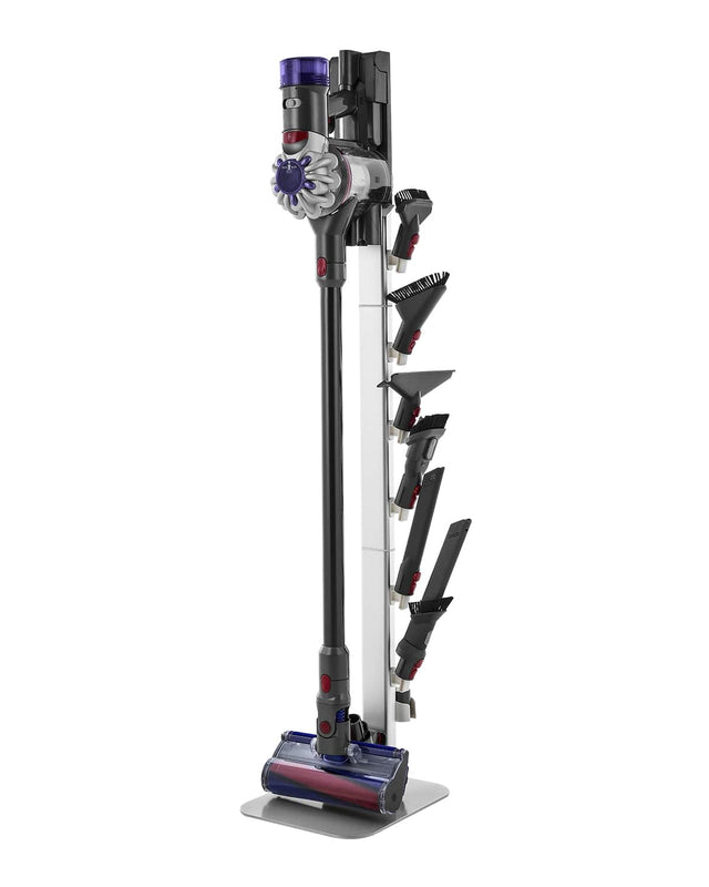 Front. VEVOR - Vacuum Stand for Dyson Multi-Models Stable Storage Bracket Holder - Silver + White.