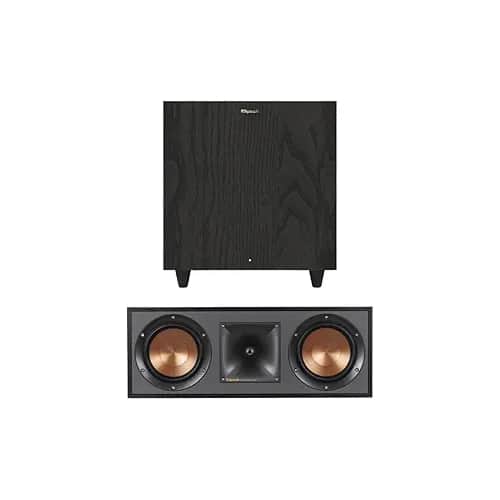Front. Klipsch - Klipsch R-52C Powerful Detailed Center Channel Spk Set of 1 Black R-80SWi 8-inch Subwoofer with Deep Bass Black Bundle - Black.