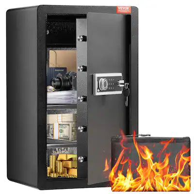 VEVOR - Single Door 4.0 cu.ft Safe Box with Key Lock & Password, Safe Lock Box with Fireproof Bag