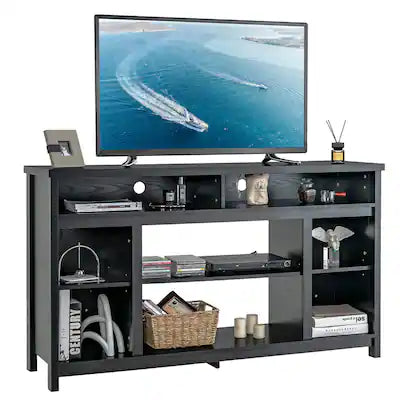 Gymax - 58'' TV Stand Entertainment Console Center w/ Adjustable Open Shelves up to 65''