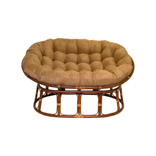 Front. Blazing Needles - 65-inch by 48-inch Solid Micro Suede Double Papasan Cushion - Camel.