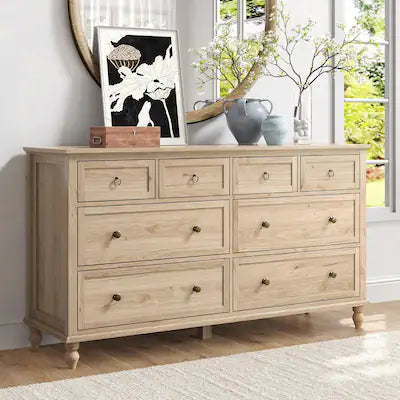 Espafurni - 65-Inch Long Dresser with 8 Deep Drawers – Wooden Chest for Living Room/Bedroom