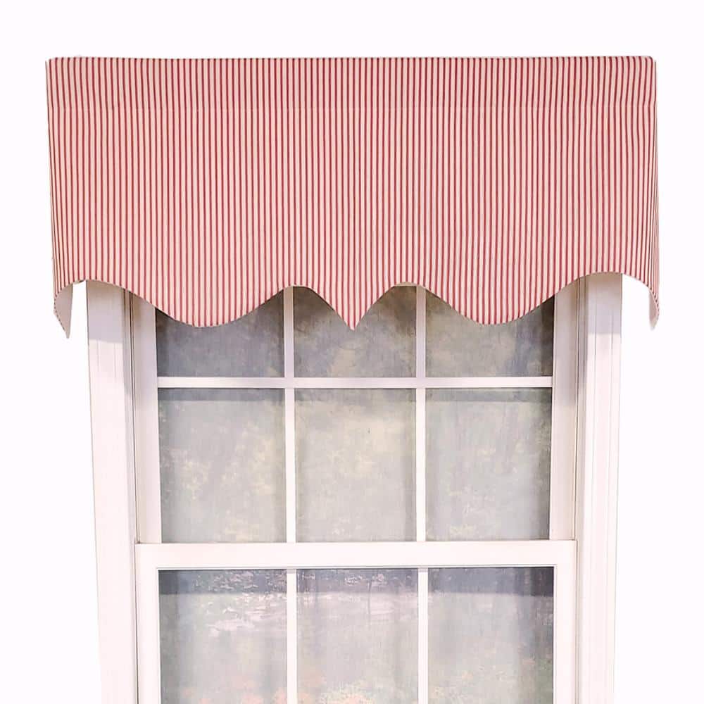 RLF Home - Luxurious Modern Design Classic MG-Ticking Stripe Regal Style Window Valance 50" x 17" - Red