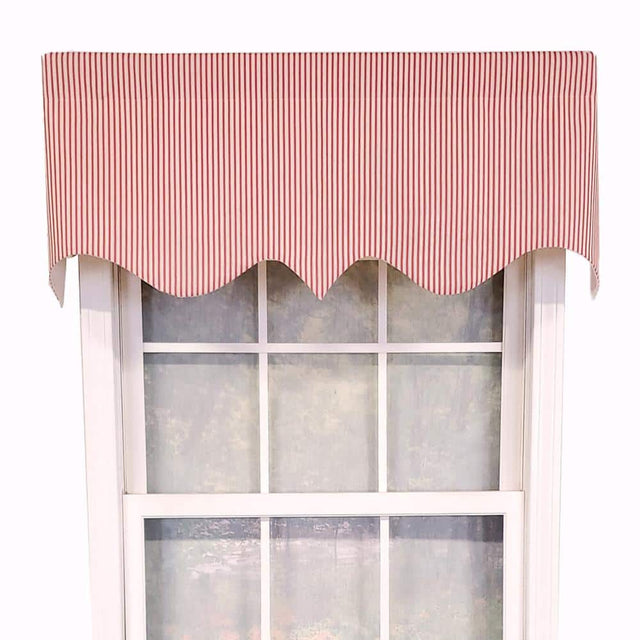 Front. RLF Home - RLF Home Luxurious Modern Design Classic MG-Ticking Stripe Regal Style Window Valance 50" x 17" Red - Red.