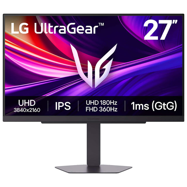 LG UltraGear™ 27"  
UHD 3840x2160  
IPS  
UHD 180Hz  
FHD 360Hz  
1ms (GtG)