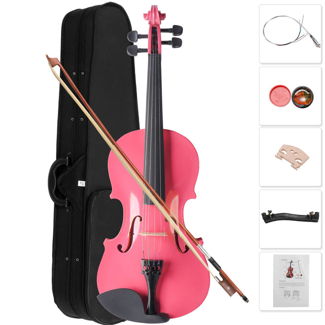 Front. Winado - 1/4 Violin for Beginners, Fiddle for Students and Enthusiasts, Acoustic Violin Kit with Case, Bow, Rosin.
