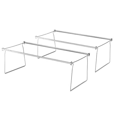 Front. Staples - Adjustable Hanging File Frame, Letter Size, 2/Pack - Gray.