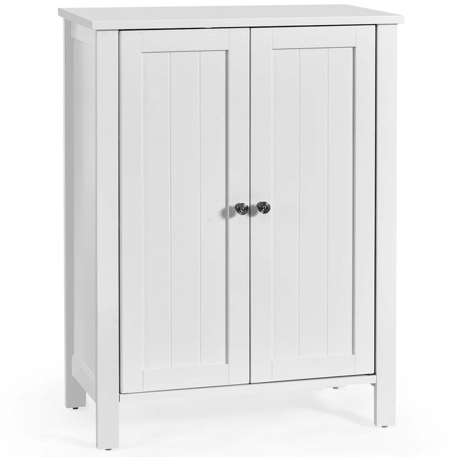 Front. Gymax - Gymax 2-Door Bathroom Floor Storage Cabinet Space Saver Organizer White - White.