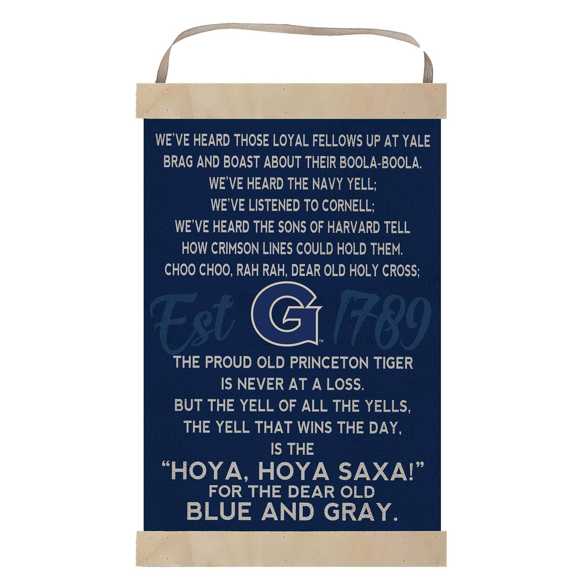 Jardine - Georgetown Hoyas Fight Song Banner Sign - Navy