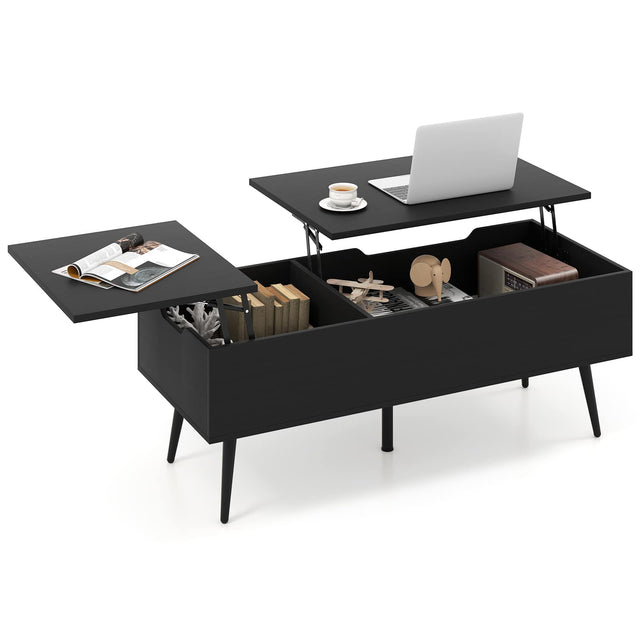 Front. Costway - Costway Lift Top Coffee Table w/ Storage Multi-Functional Home Center Accent Table for Living Room - Black.