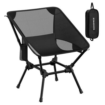 Songmics Home - Camping Chair, Lightweight Folding Beach Chair, Adjustable Height, Steel Frame, Supports 330 lb, 2 Storage Pockets